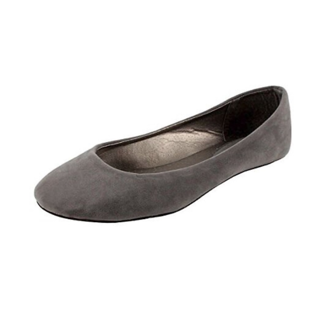 West Blvd Round Toe Grey Suede Ballet Flats